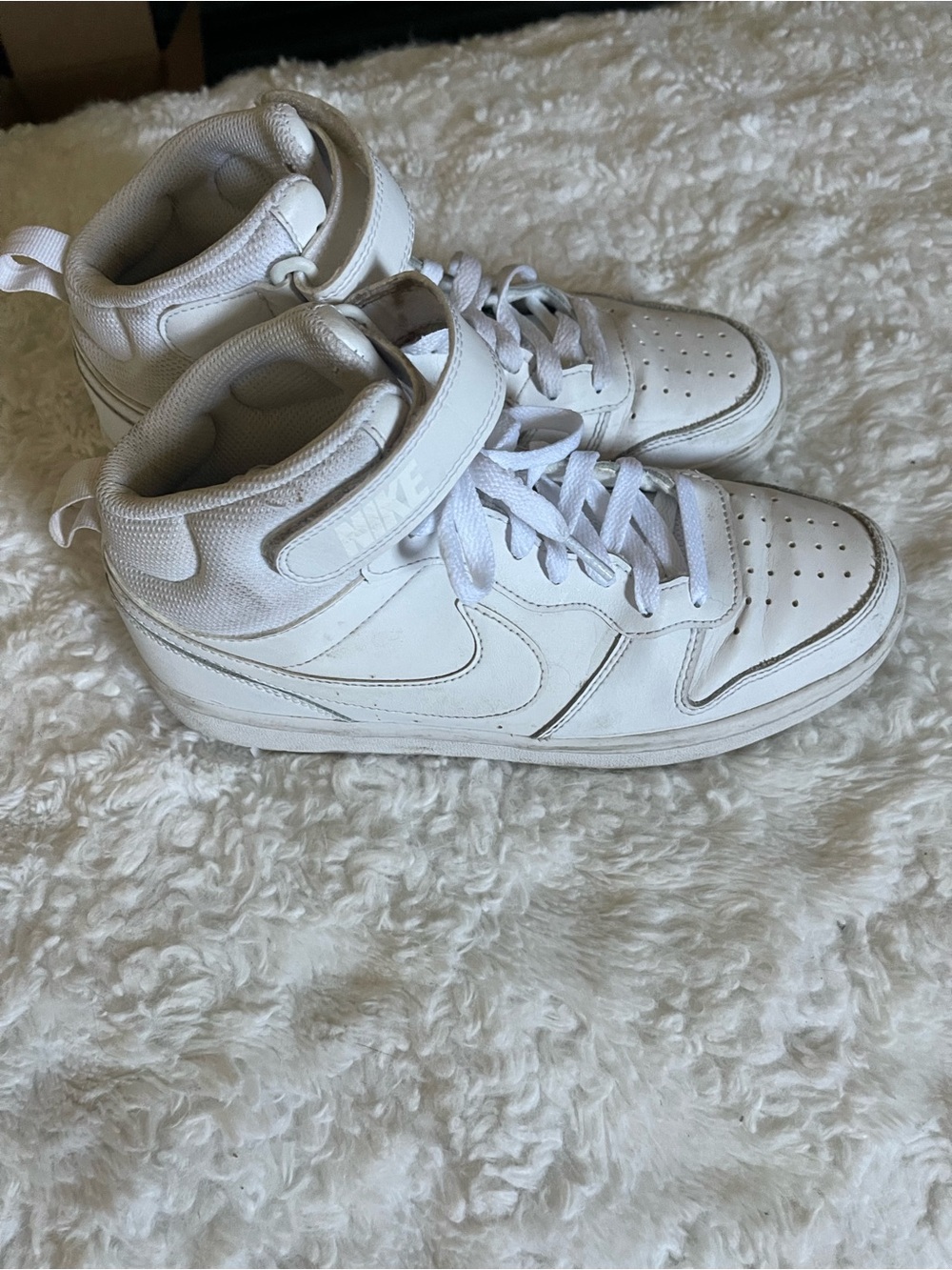 Nike Kids White High-Top Sneakers with Strap